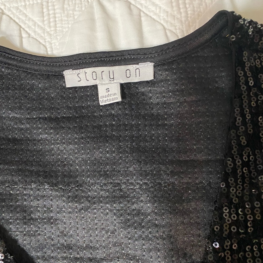 Black Elegant Sequence Blouse And Pencil Skirt - … - image 2